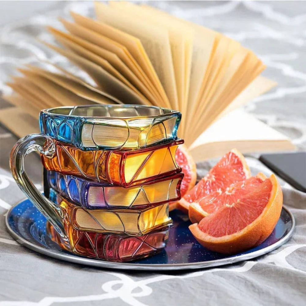 Verre 3D en forme de pile de livres