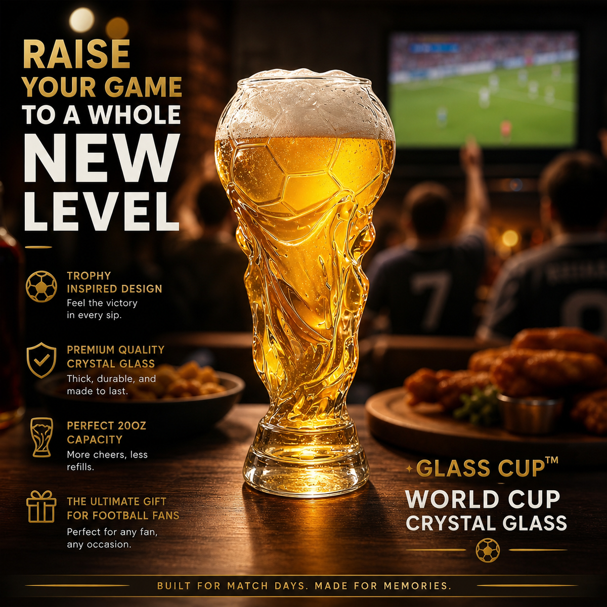 Verre de collection au design Coupe du monde – Verre cristal élégant pour les amateurs de football