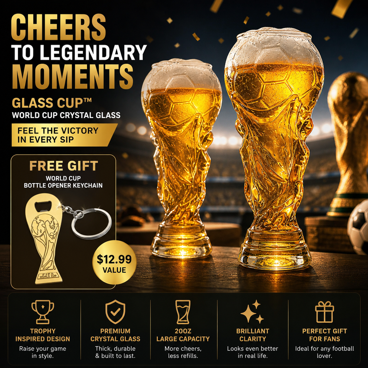 Verre de collection au design Coupe du monde – Verre cristal élégant pour les amateurs de football