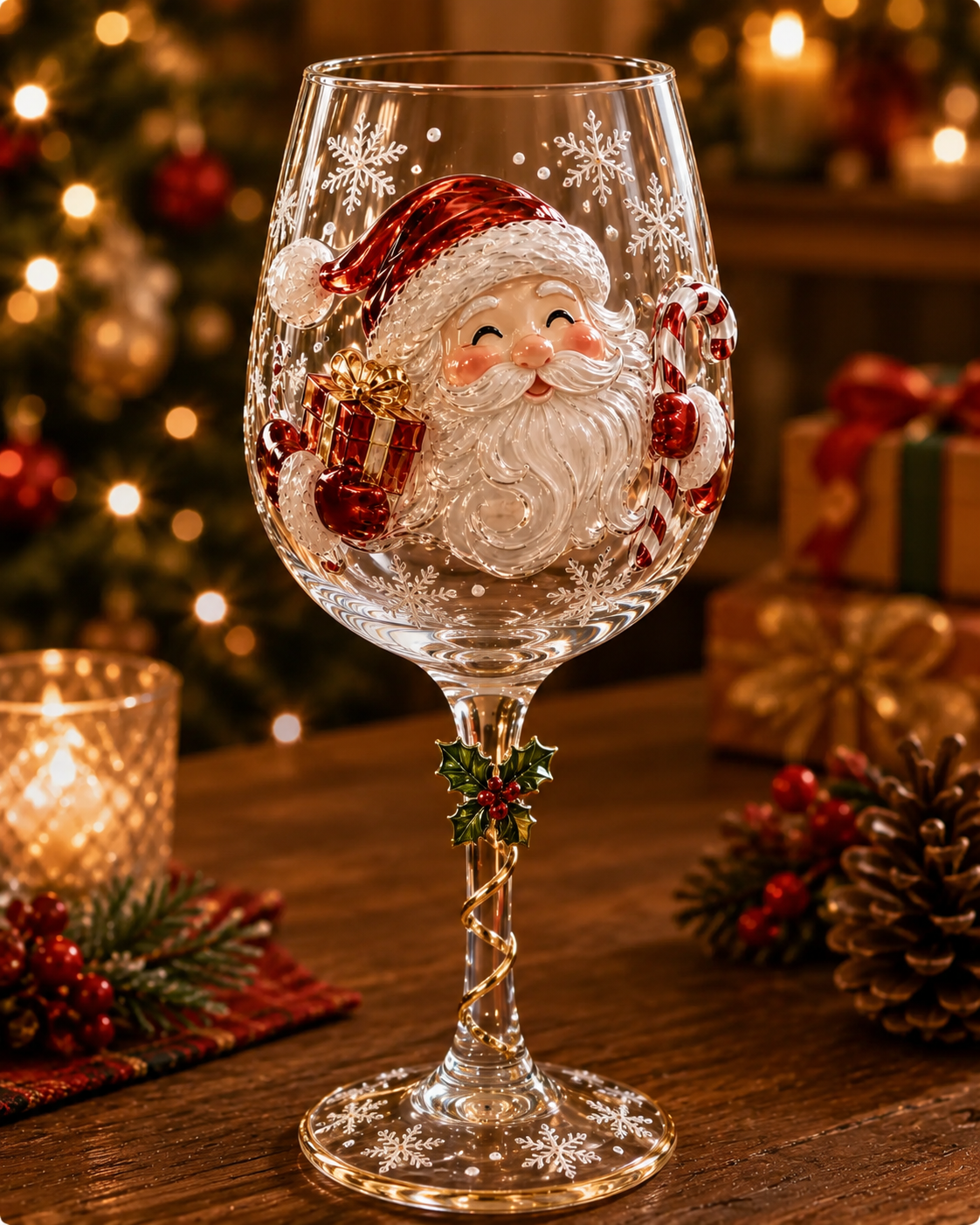 Verres à vin de Noël en 3D