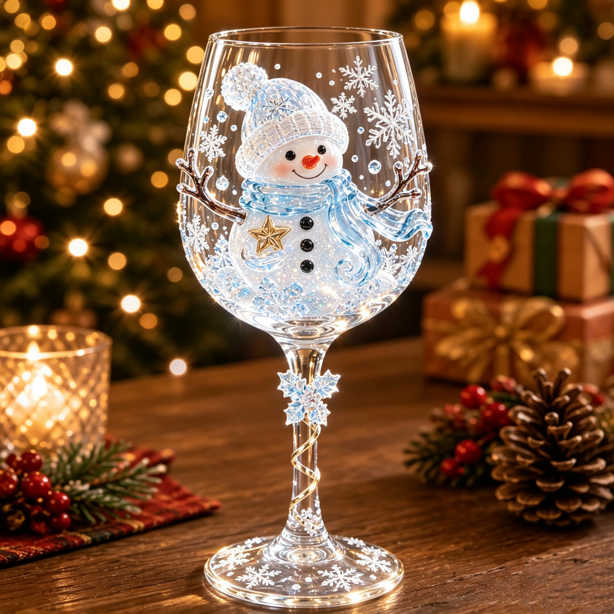 Verres à vin de Noël en 3D