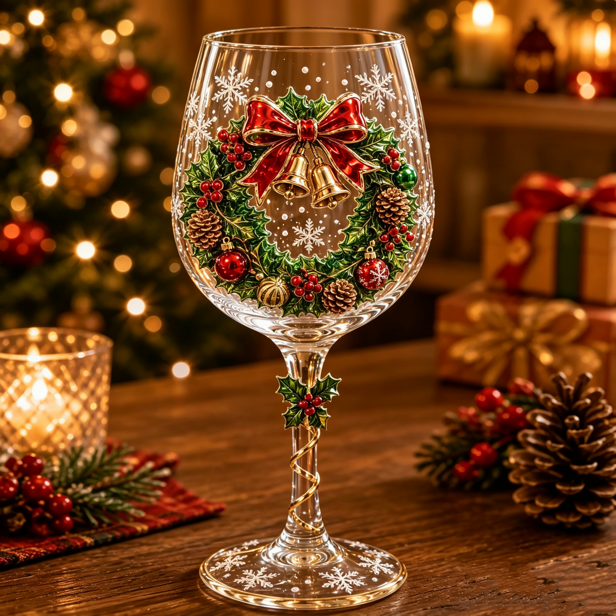 Verres à vin de Noël en 3D