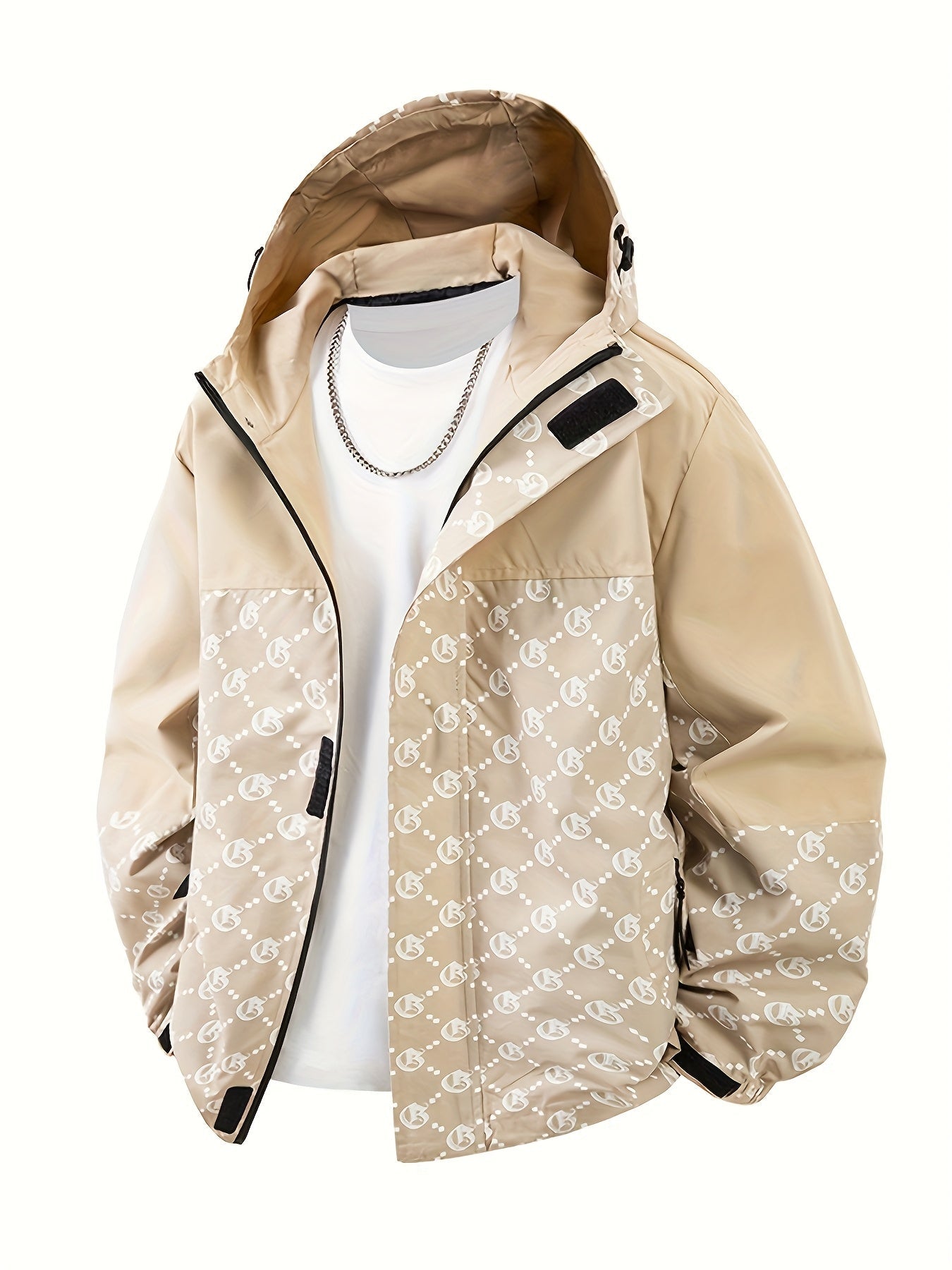 Veste à capuche pour homme coupe standard, coupe-vent zippé au style décontracté outdoor