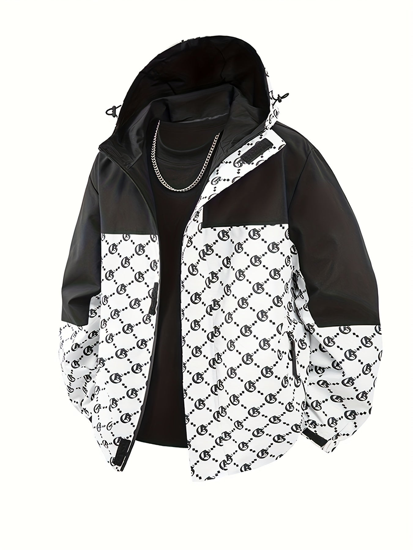 Veste à capuche pour homme coupe standard, coupe-vent zippé au style décontracté outdoor