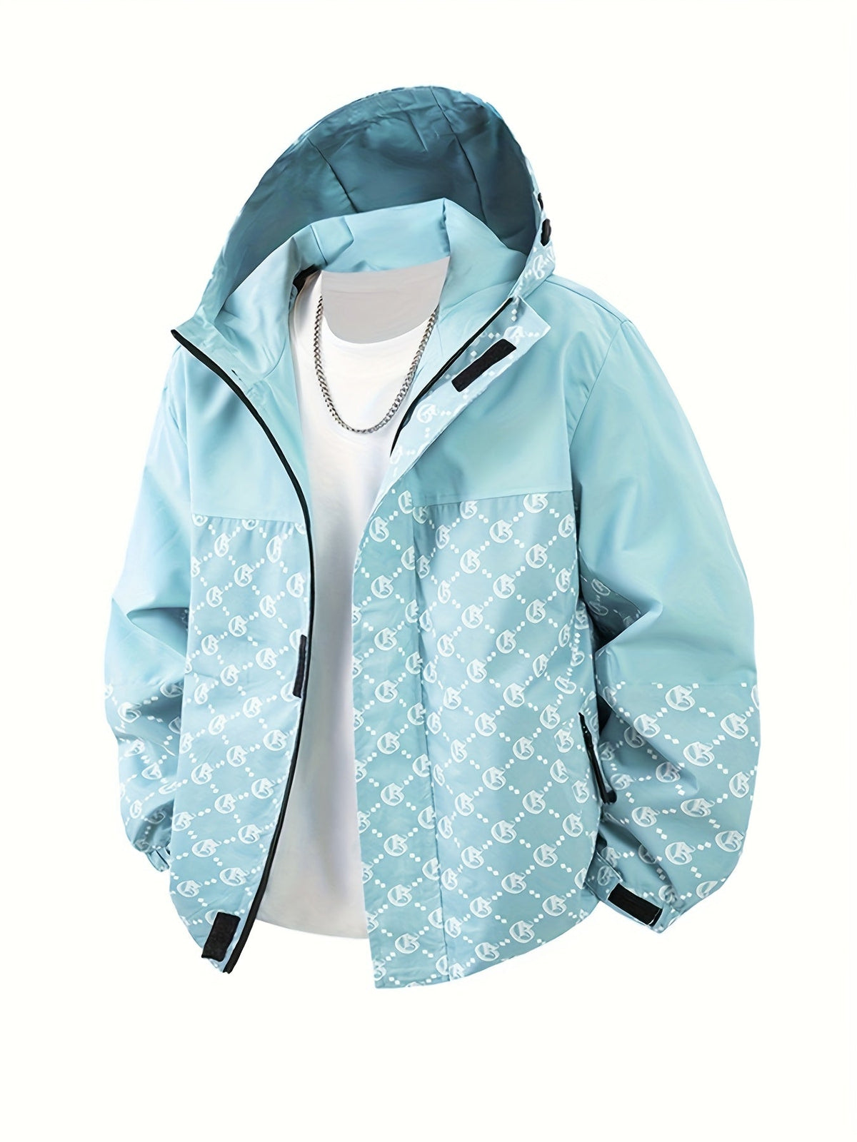 Veste à capuche pour homme coupe standard, coupe-vent zippé au style décontracté outdoor