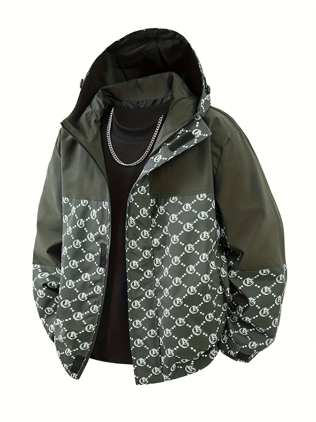 Veste à capuche pour homme coupe standard, coupe-vent zippé au style décontracté outdoor