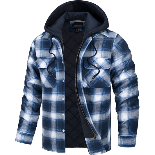 Veste à carreaux avec capuche pour homme