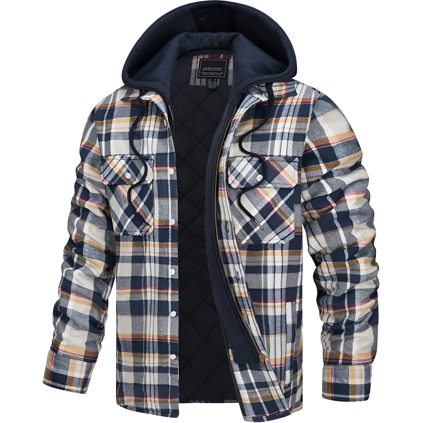 Veste à carreaux avec capuche pour homme