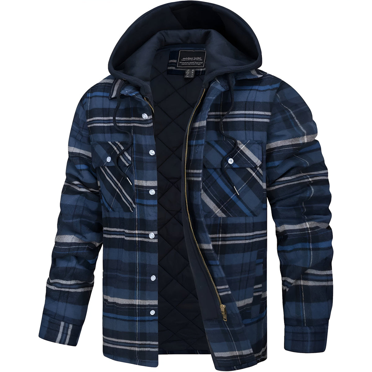 Veste à carreaux avec capuche pour homme