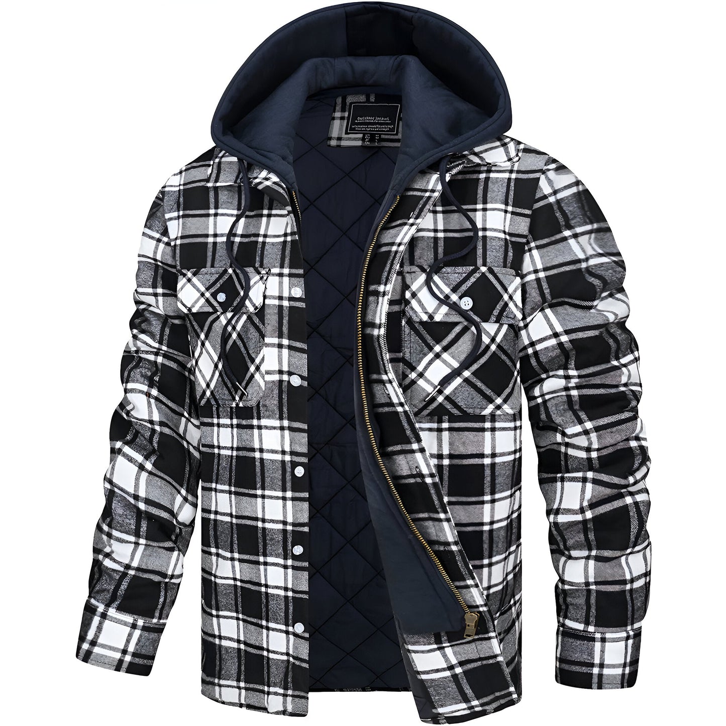 Veste à carreaux avec capuche pour homme