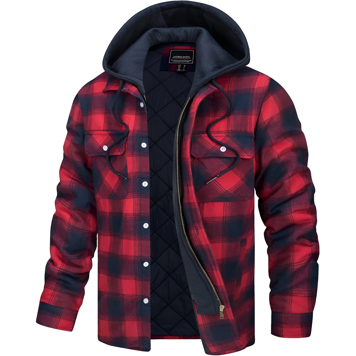 Veste à carreaux avec capuche pour homme