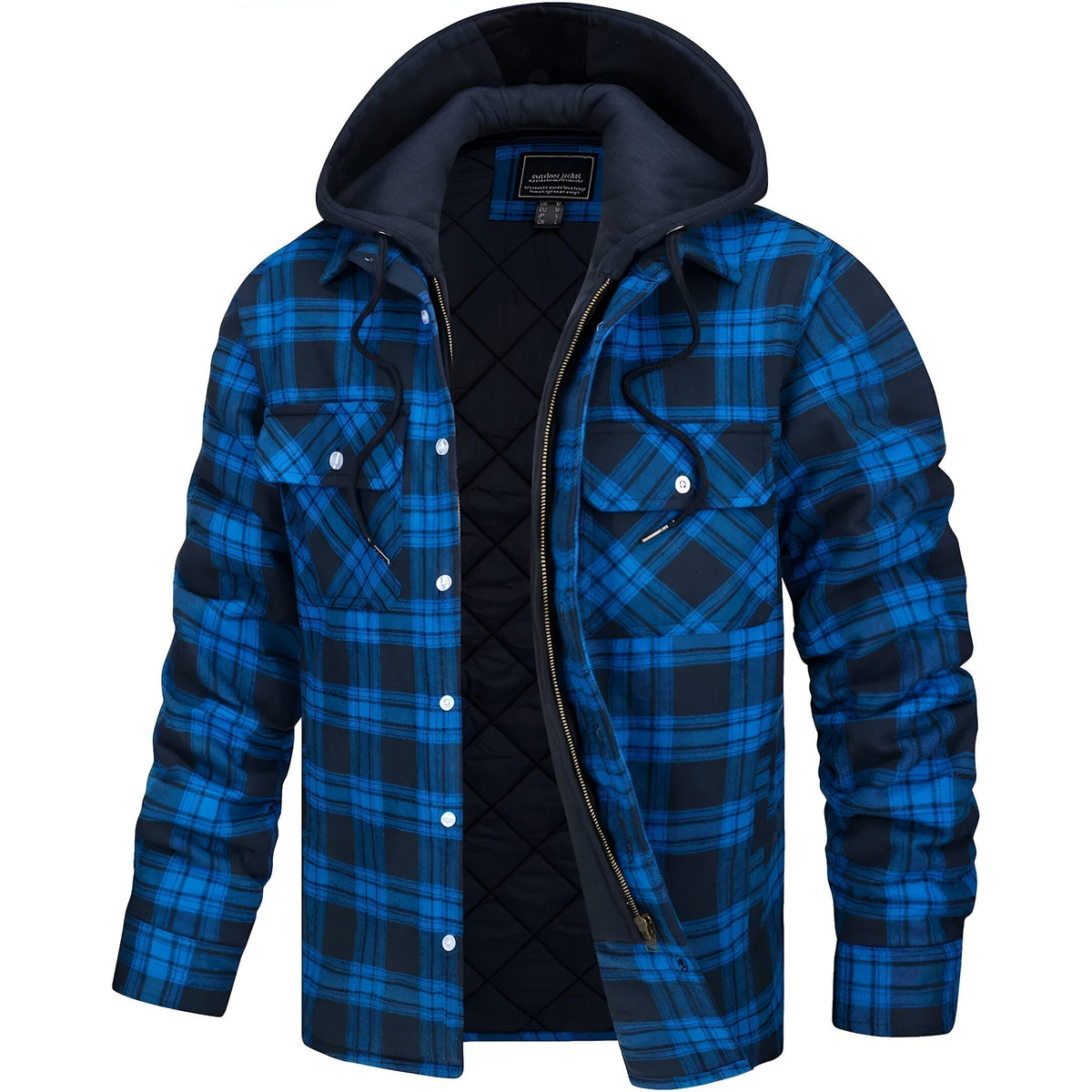 Veste à carreaux avec capuche pour homme