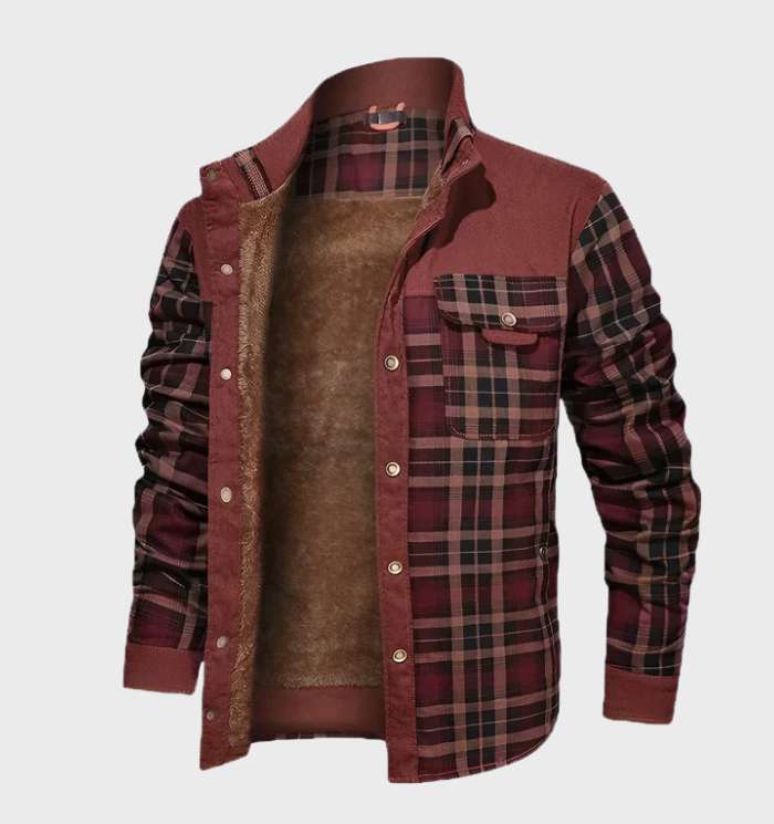 Veste à carreaux doublée chaude pour homme hiver
