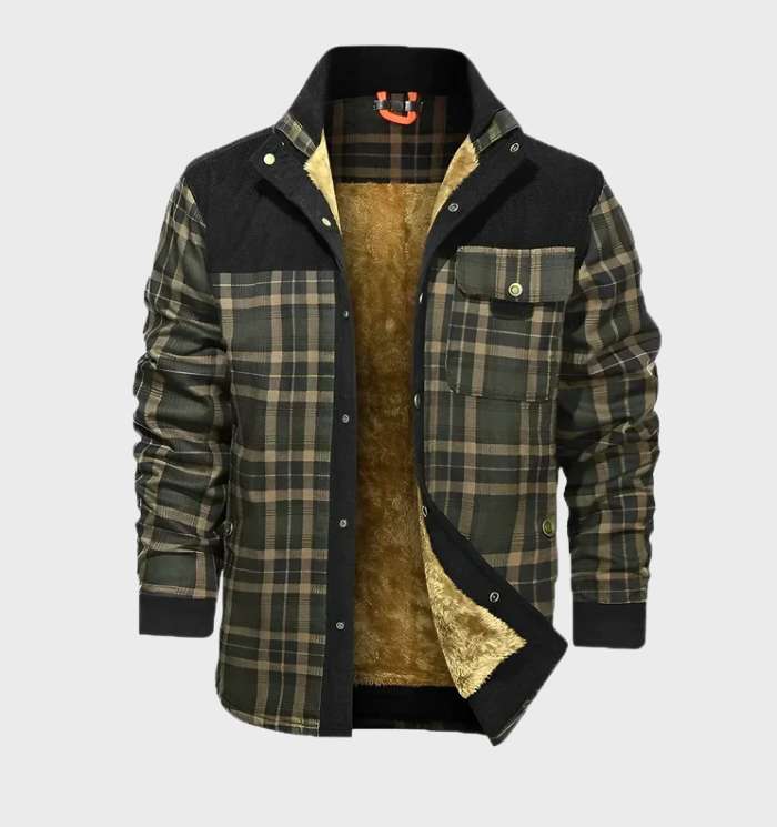 Veste à carreaux doublée chaude pour homme hiver