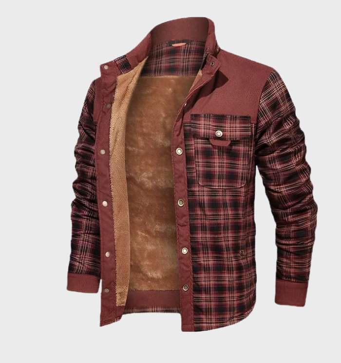 Veste à carreaux doublée chaude pour homme hiver