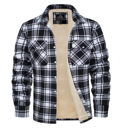 Veste à carreaux pour homme avec doublure polaire et boutons