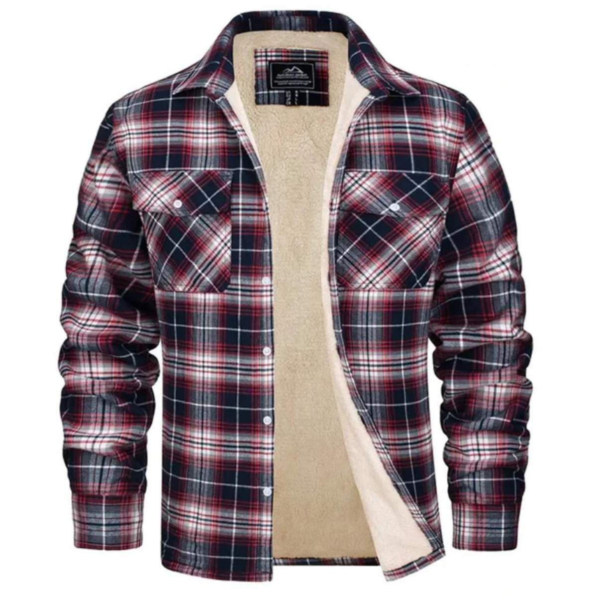 Veste à carreaux pour homme avec doublure polaire et boutons