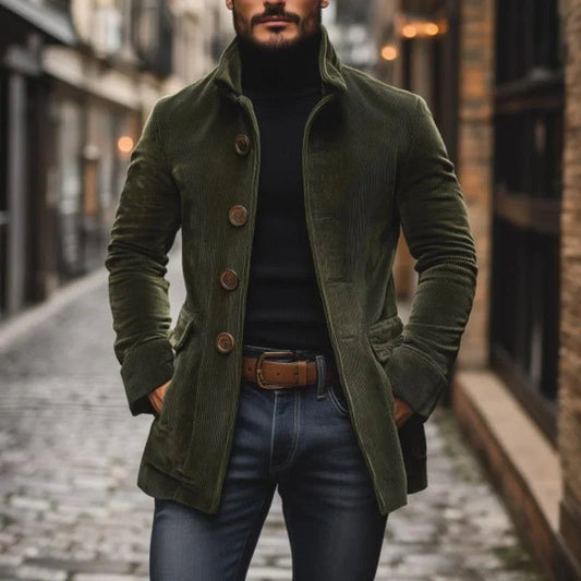 Veste ajustée pour homme à col montant et texture côtelée