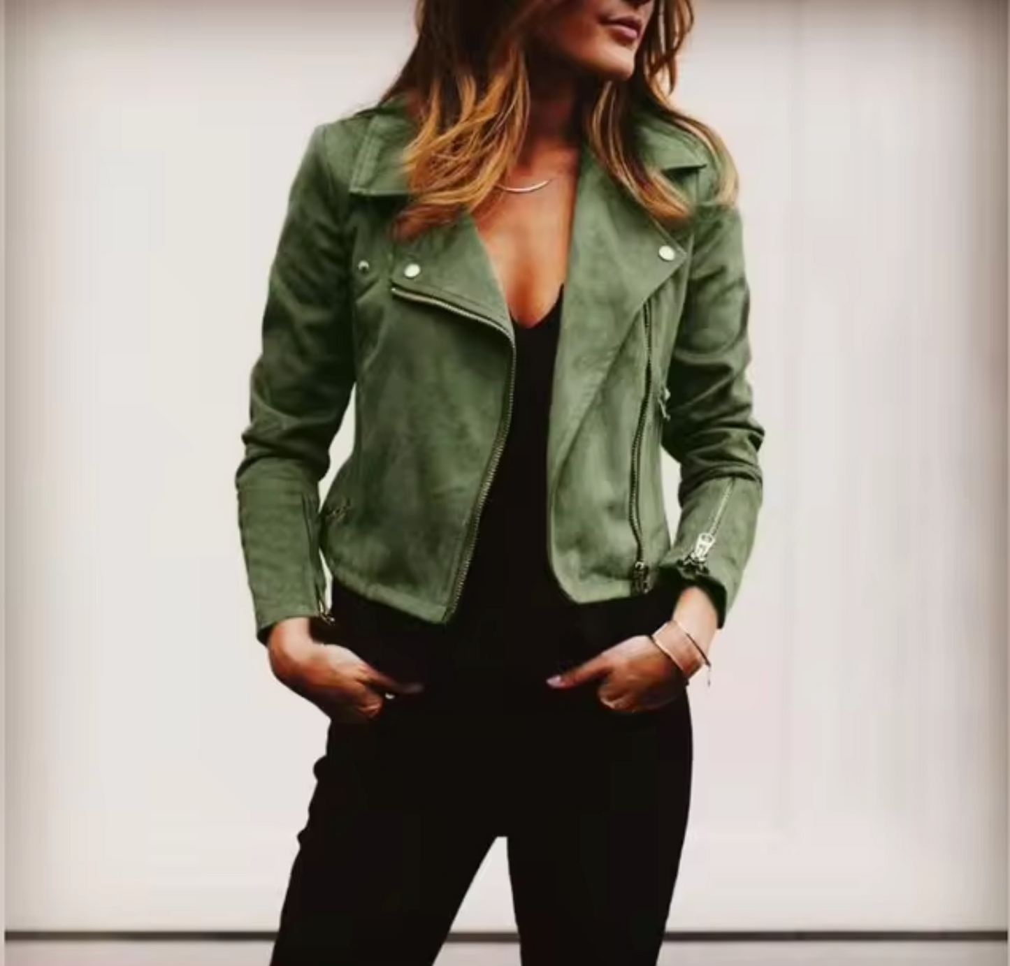 Veste biker courte pour femme
