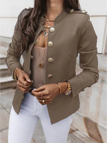 Veste blazer cintrée pour femme avec boutons devant
