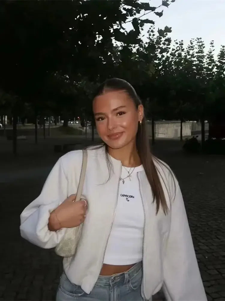 Veste bomber décontractée coupe ample pour femme