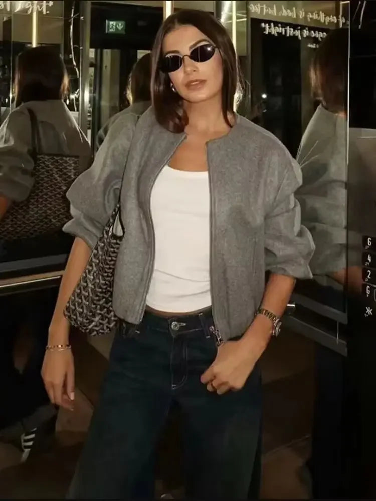 Veste bomber décontractée coupe ample pour femme