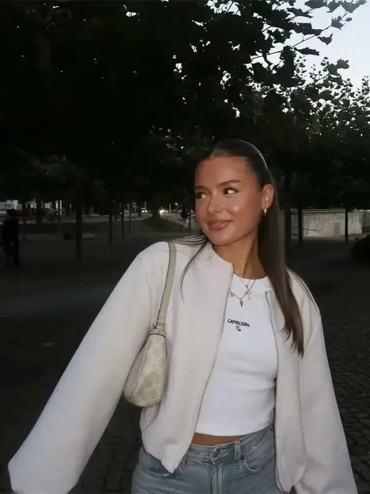 Veste bomber décontractée coupe ample pour femme