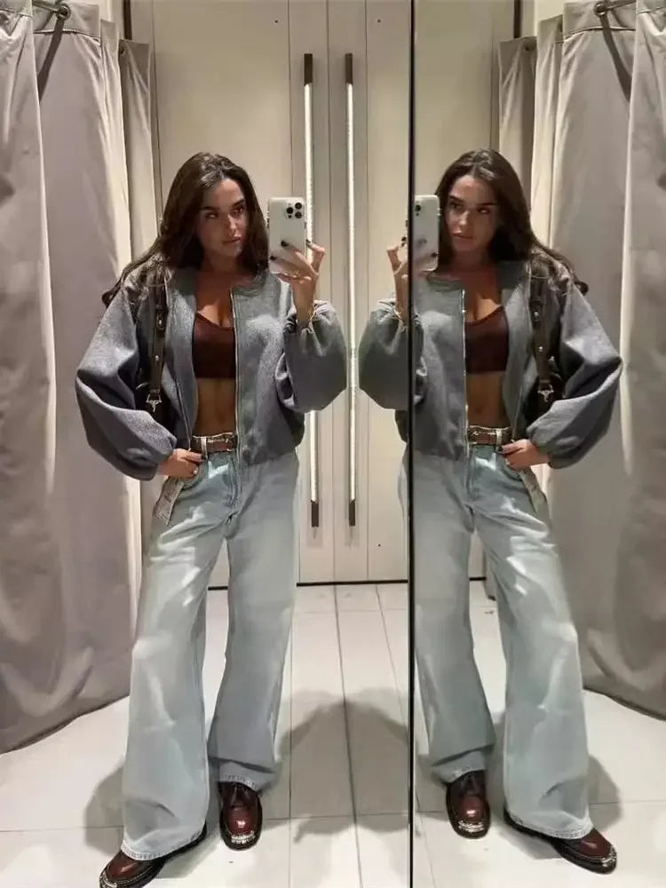 Veste bomber décontractée coupe ample pour femme