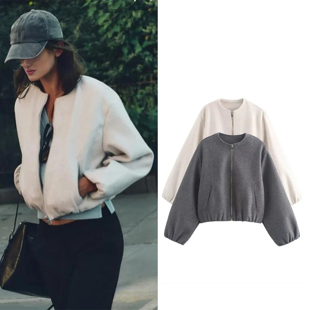 Veste bomber décontractée coupe ample pour femme