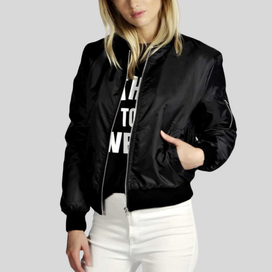 Veste bomber pour femme avec fermeture éclair
