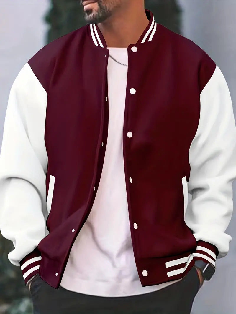 Veste bomber style baseball pour homme – style décontracté d'automne
