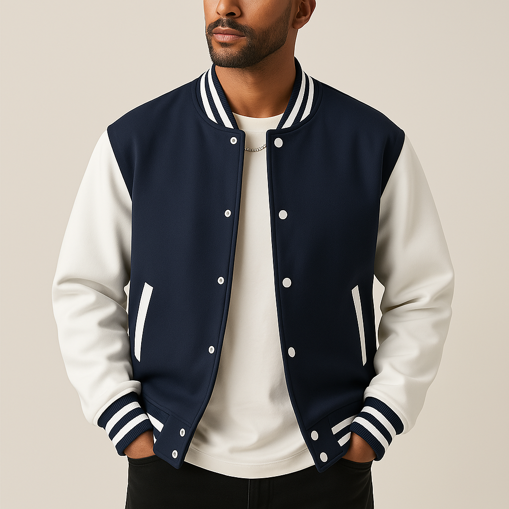 Veste bomber style baseball pour homme – style décontracté d'automne