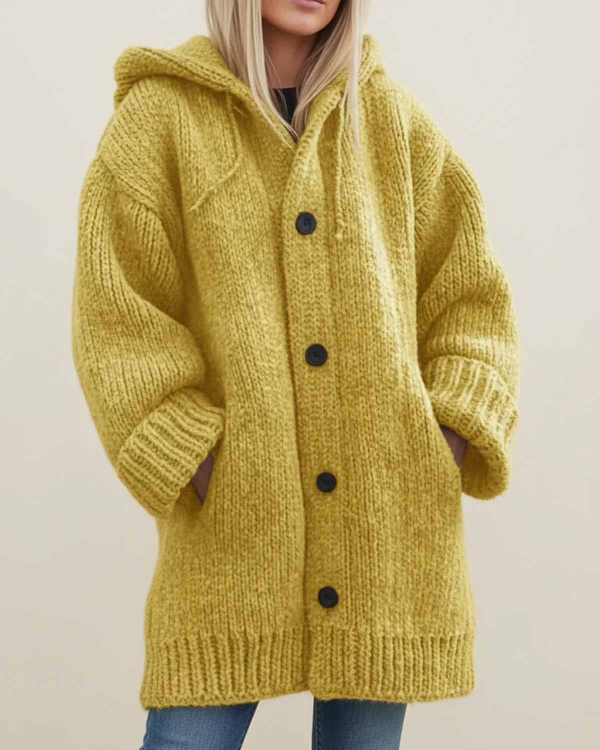 Veste cardigan chaude d'hiver à capuche pour femme