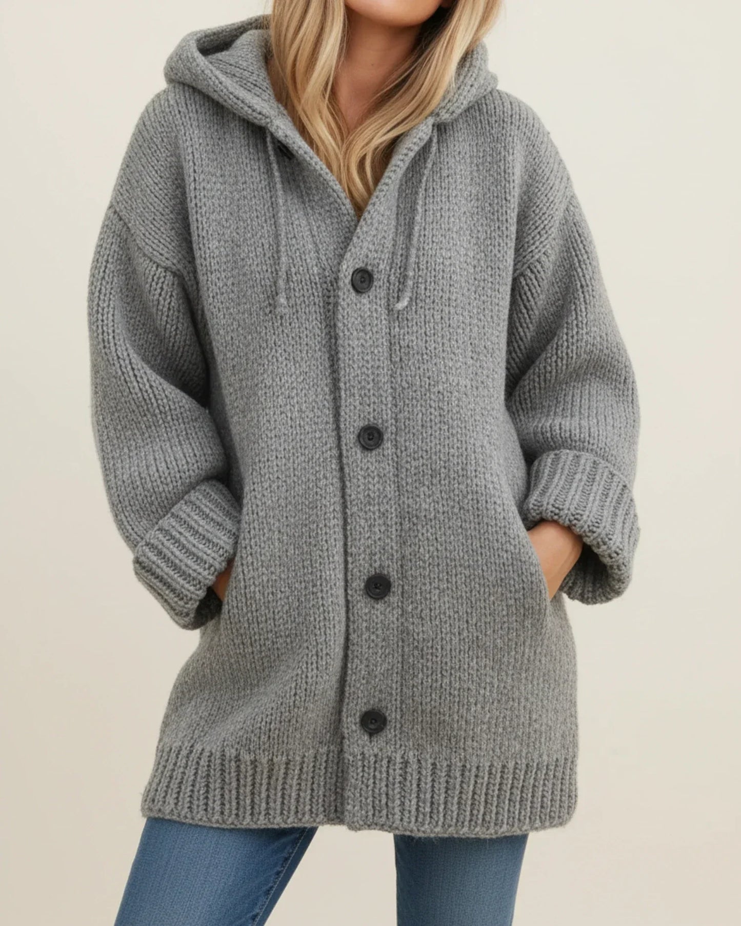 Veste cardigan chaude d'hiver à capuche pour femme