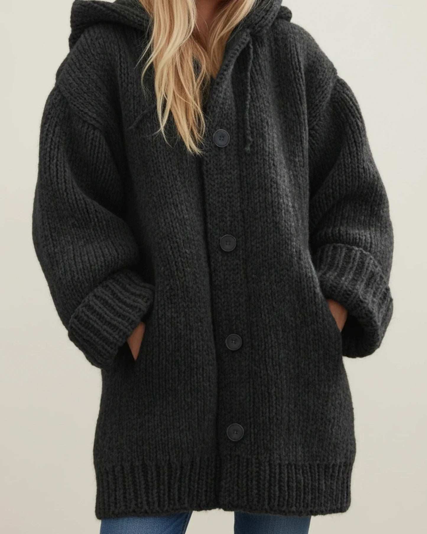 Veste cardigan chaude d'hiver à capuche pour femme