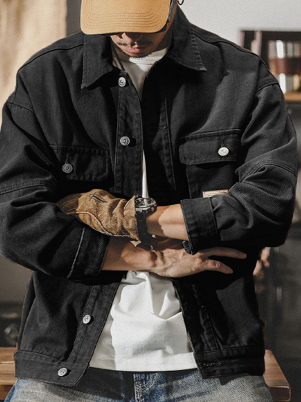 Veste cargo pour homme style vintage américain, veste de travail rétro coupe résistante et design classique