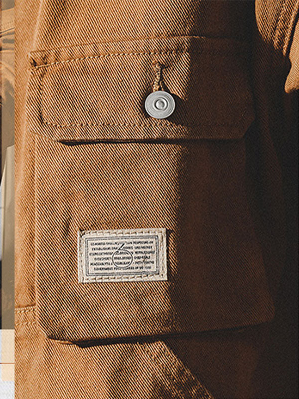 Veste cargo pour homme style vintage américain, veste de travail rétro coupe résistante et design classique