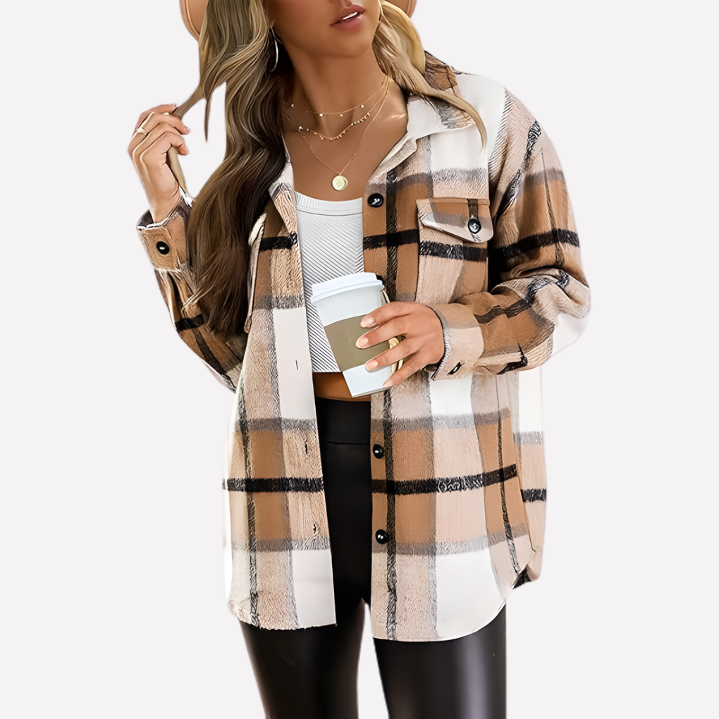 Veste-chemise à carreaux pour femme