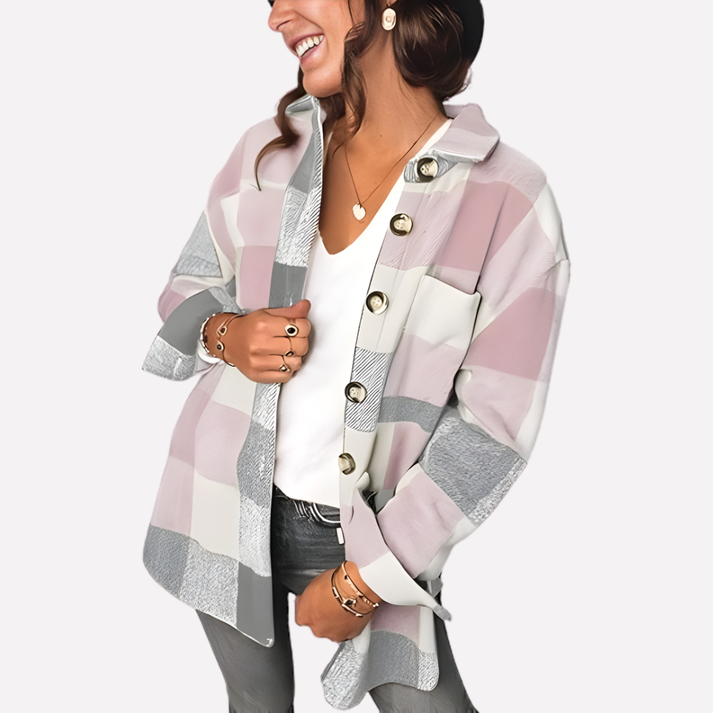Veste-chemise à carreaux pour femme