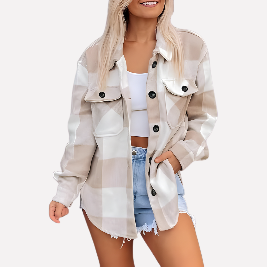 Veste-chemise à carreaux pour femme