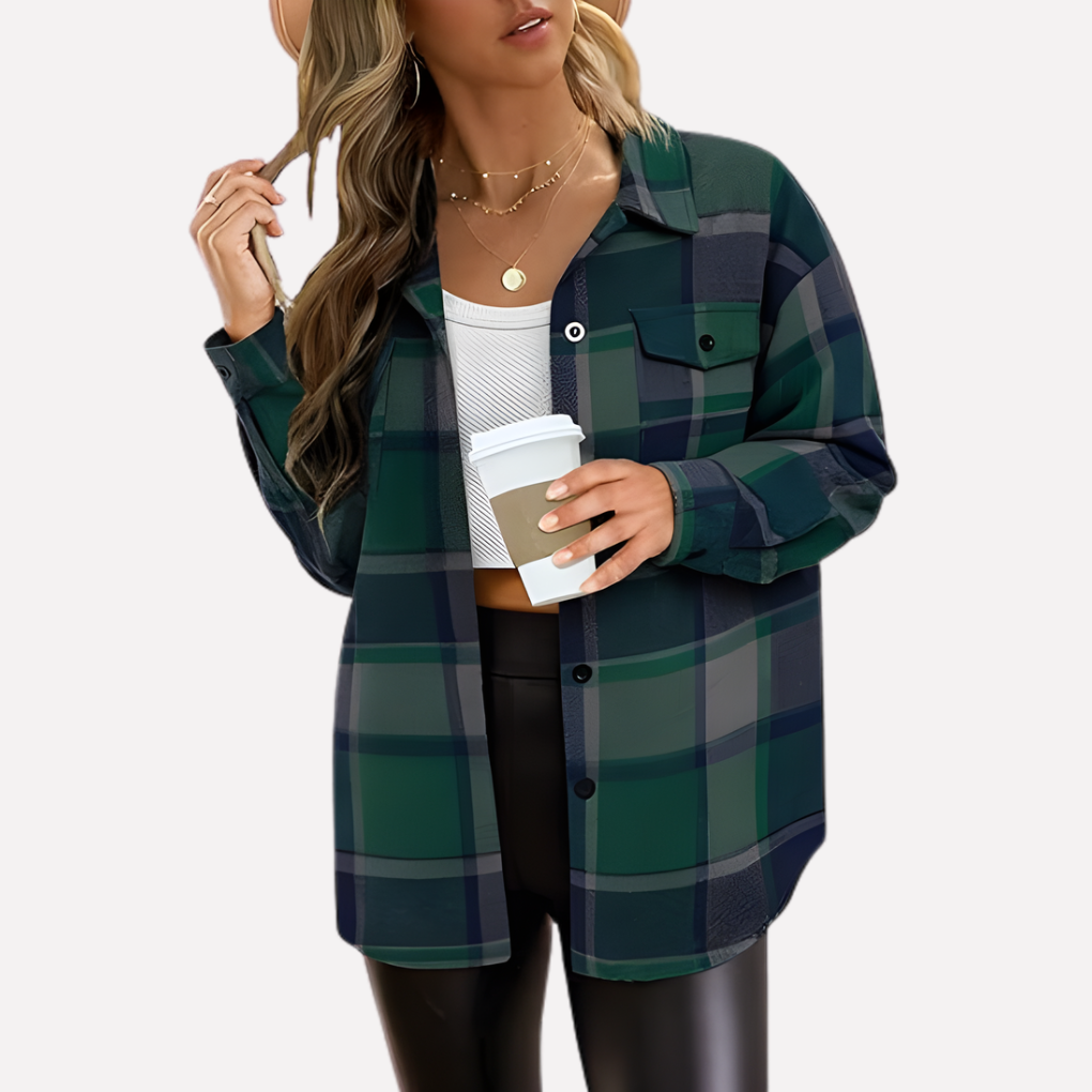 Veste-chemise à carreaux pour femme