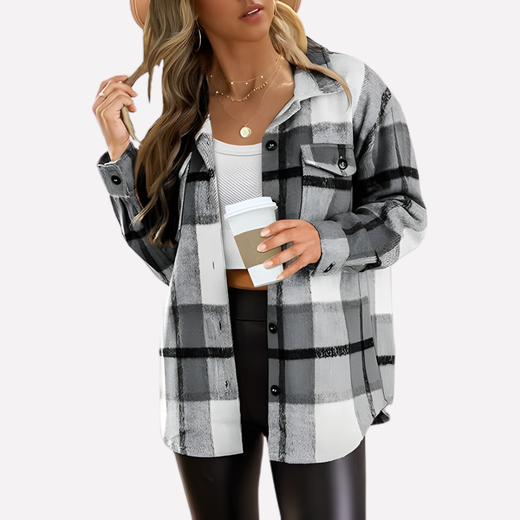 Veste-chemise à carreaux pour femme