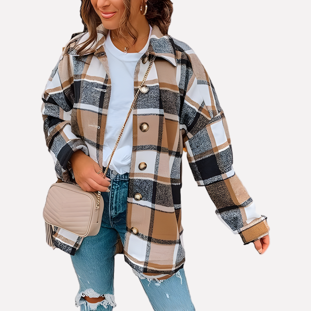 Veste-chemise à carreaux pour femme
