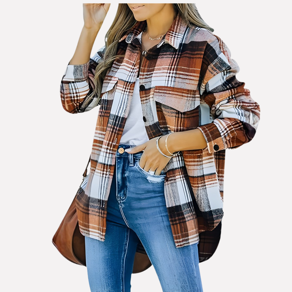 Veste-chemise à carreaux pour femme