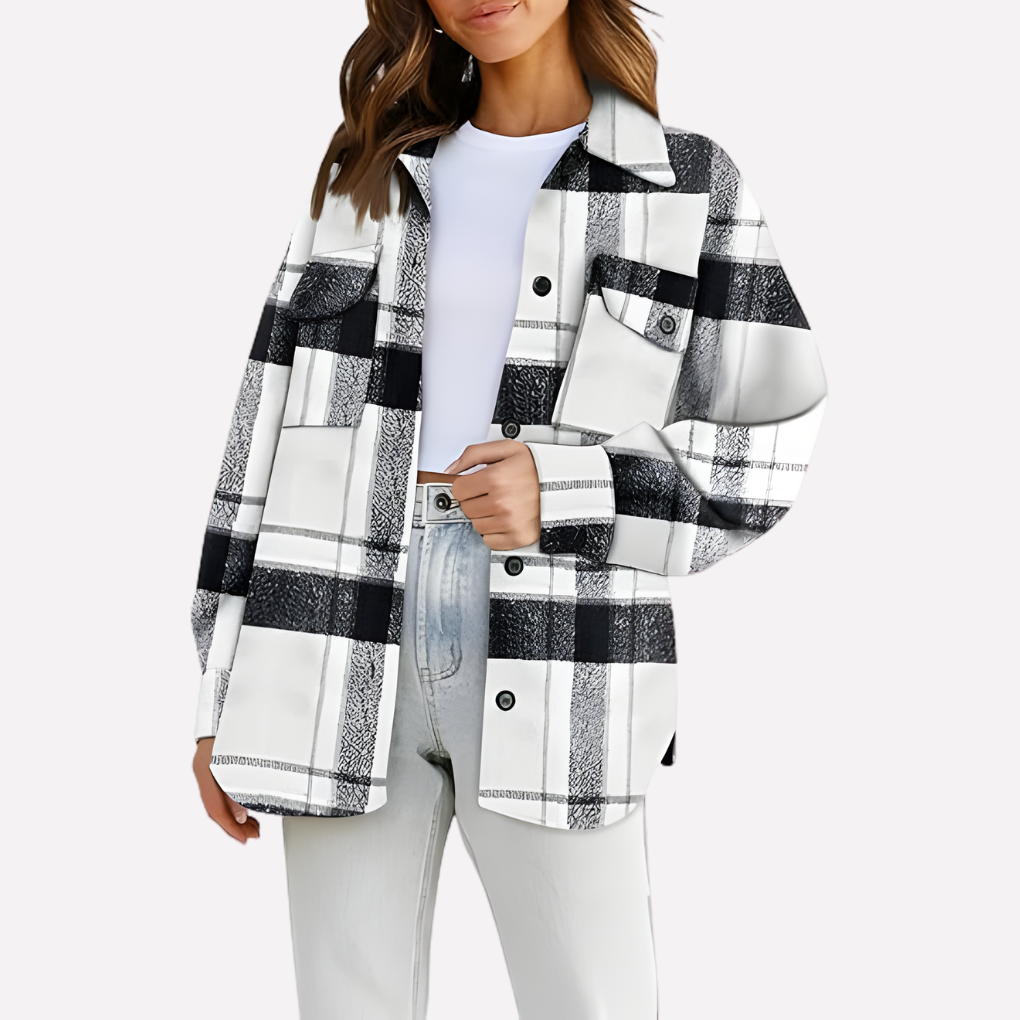 Veste-chemise à carreaux pour femme
