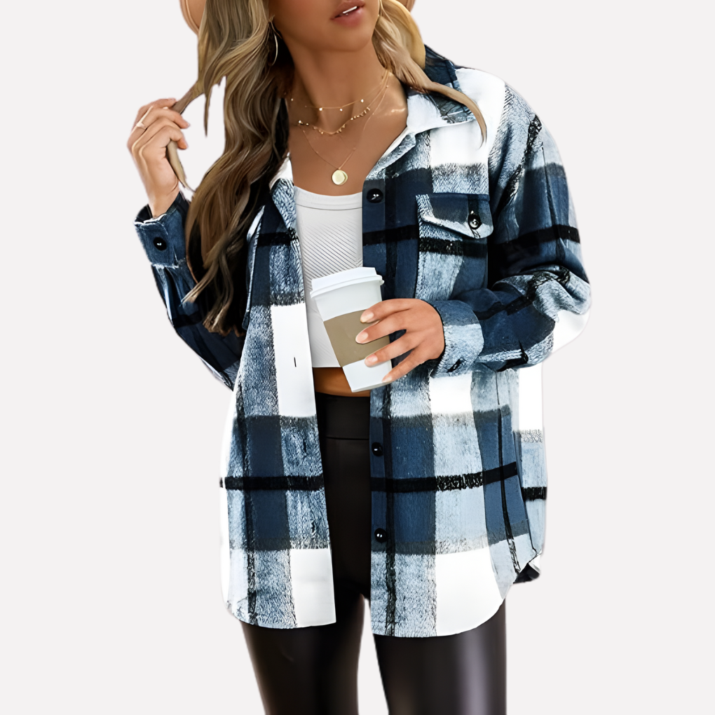 Veste-chemise à carreaux pour femme