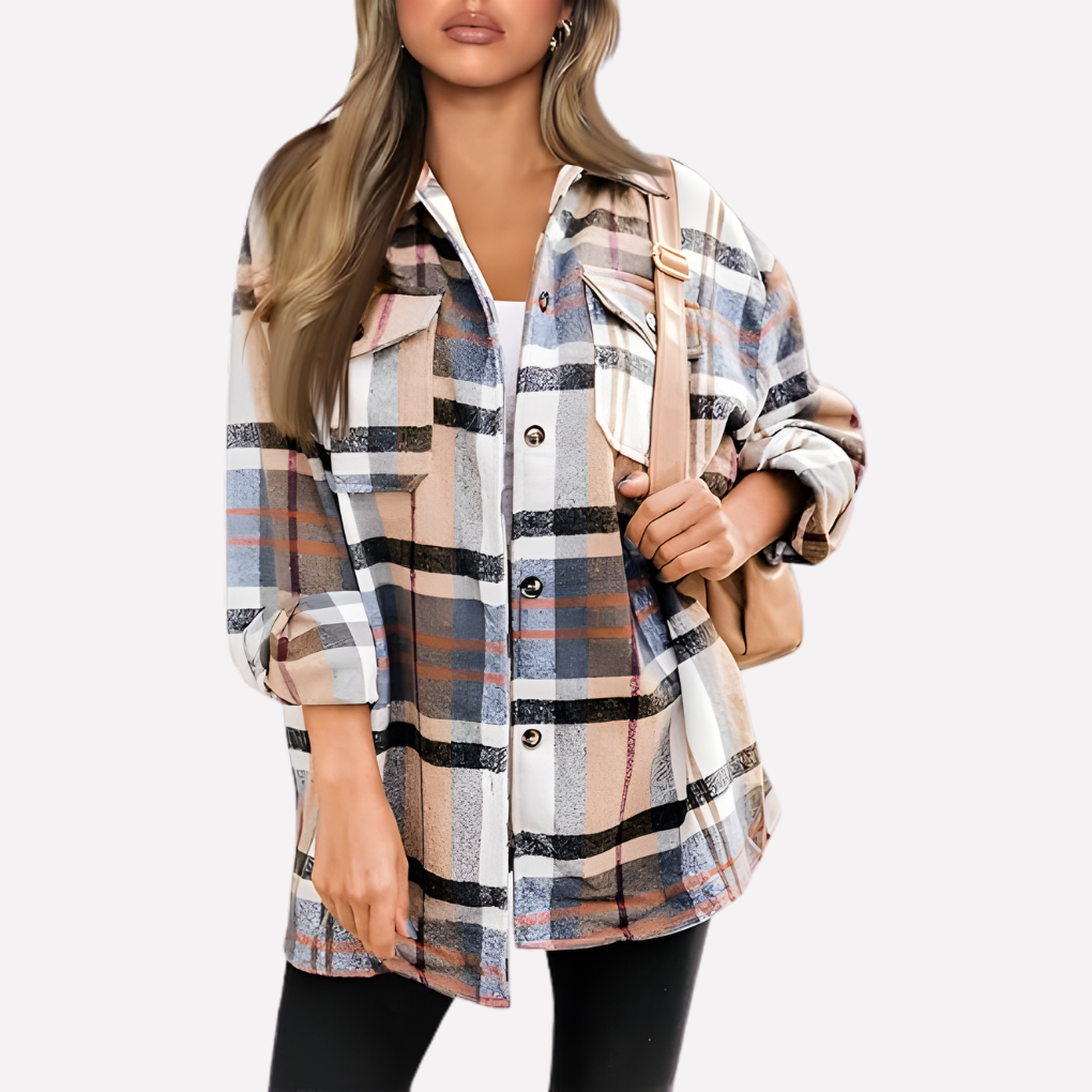 Veste-chemise à carreaux pour femme