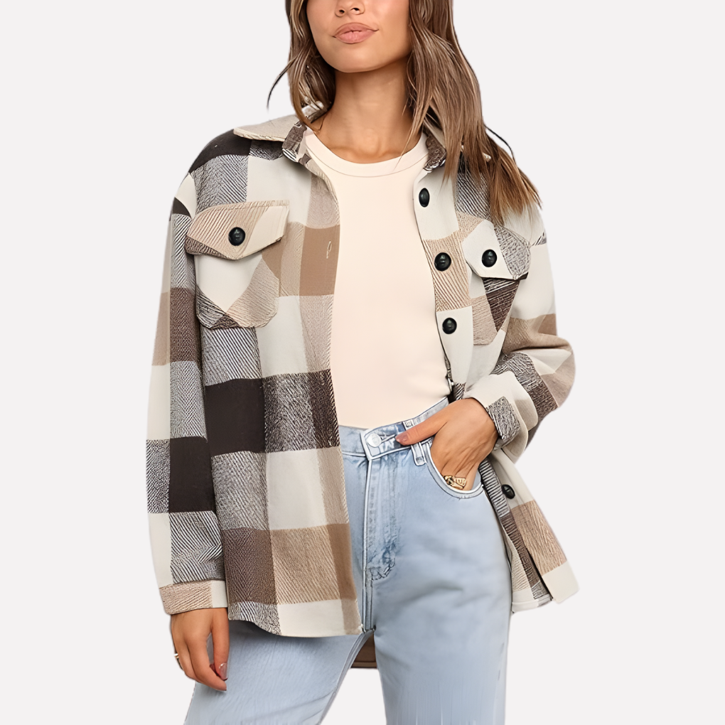 Veste-chemise à carreaux pour femme