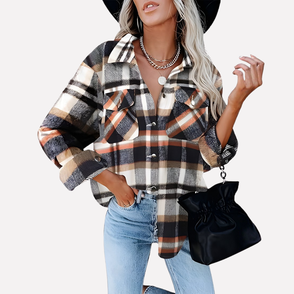Veste-chemise à carreaux pour femme