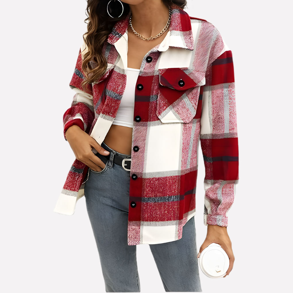 Veste-chemise à carreaux pour femme